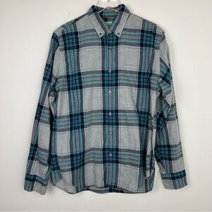 JCREW Plaid Long Sleeve Button Down Shirt Grey Green Navy Medium